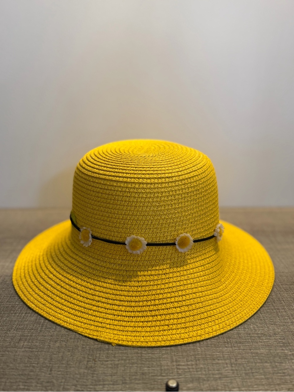 Yellow Floral Band Wide-Brim Sun Hat
